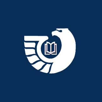 An illustration of a bird and book logo