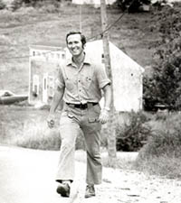 Cohen on first walk across Maine, 1972