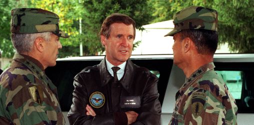 Secretary of Defense Cohen, General Wesley Clark, and General Erik Shinseki of the U.S. Army