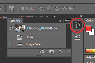 Location of Adobe Photoshop History Palette