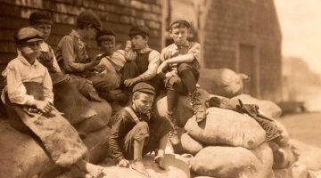 archive photo of children working