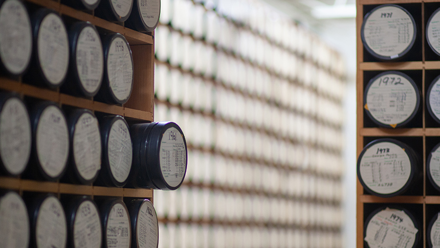 film cannisters in archive