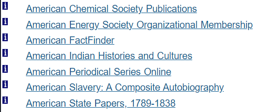 List of titles from the Indexes and Databases page
