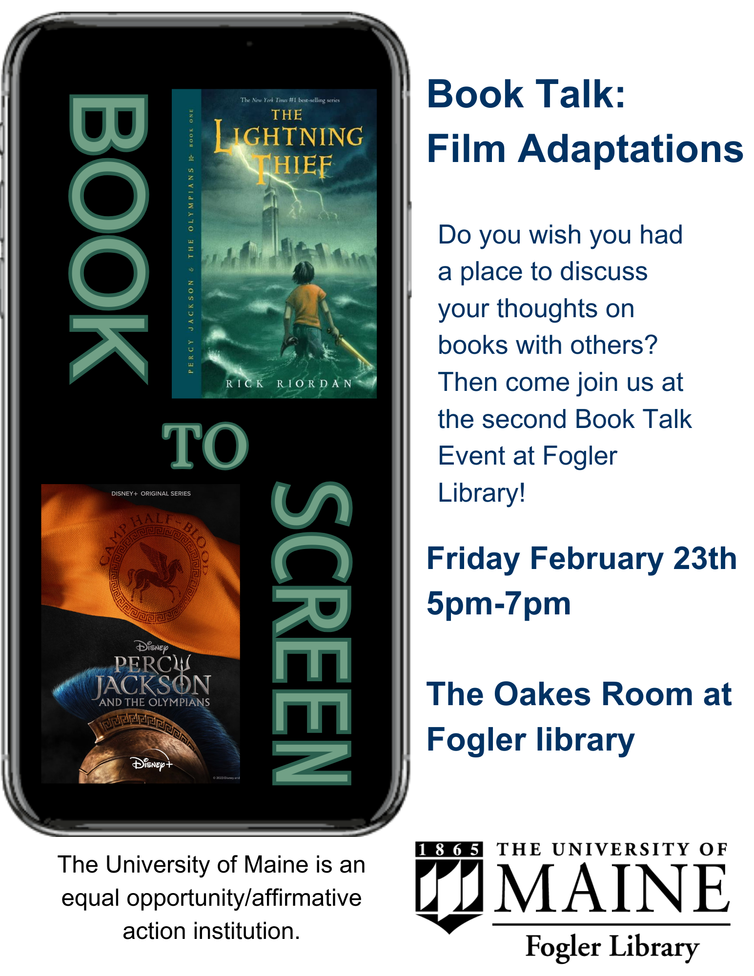 Flyer for Book Talk event