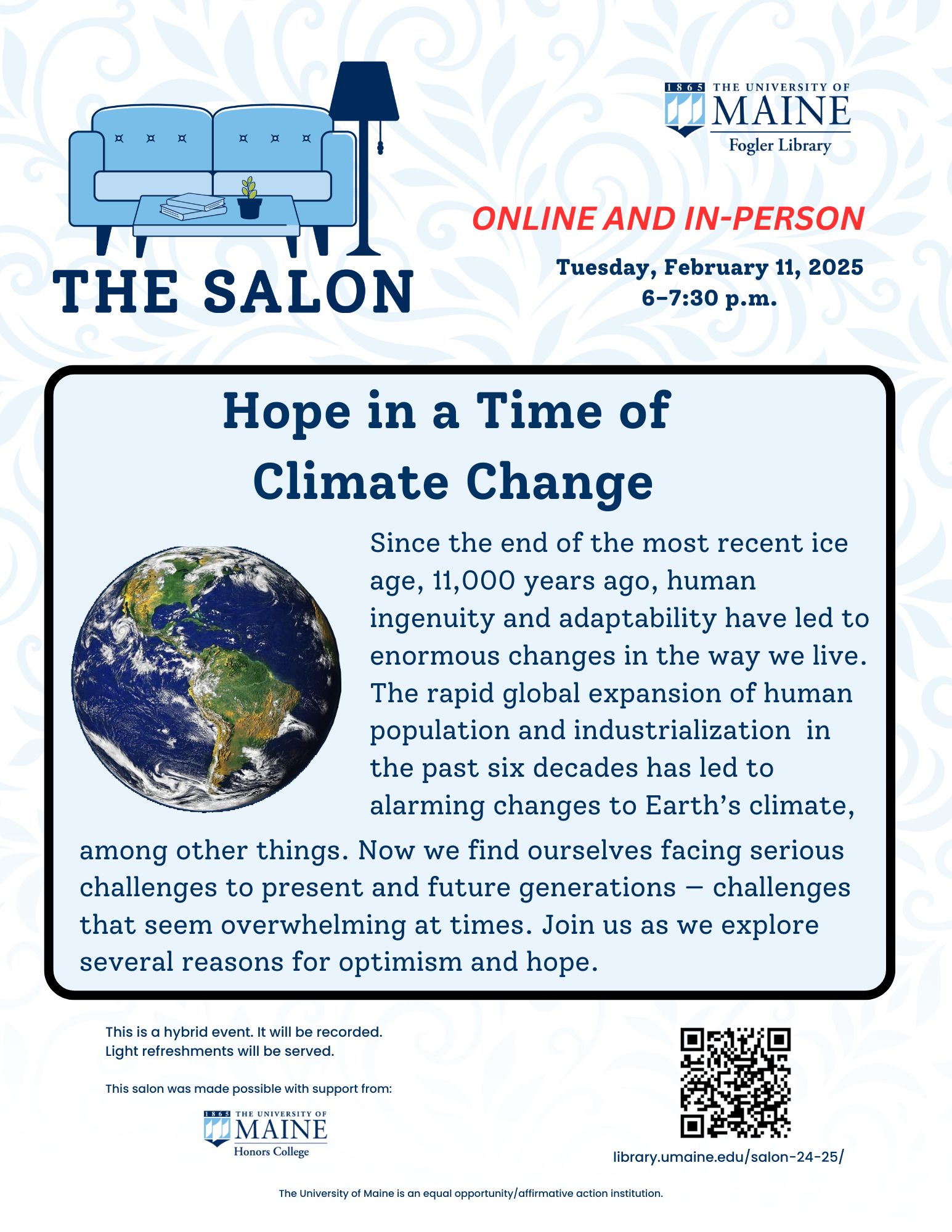 Flyer for Salon event Hope in a Time of Climate Change